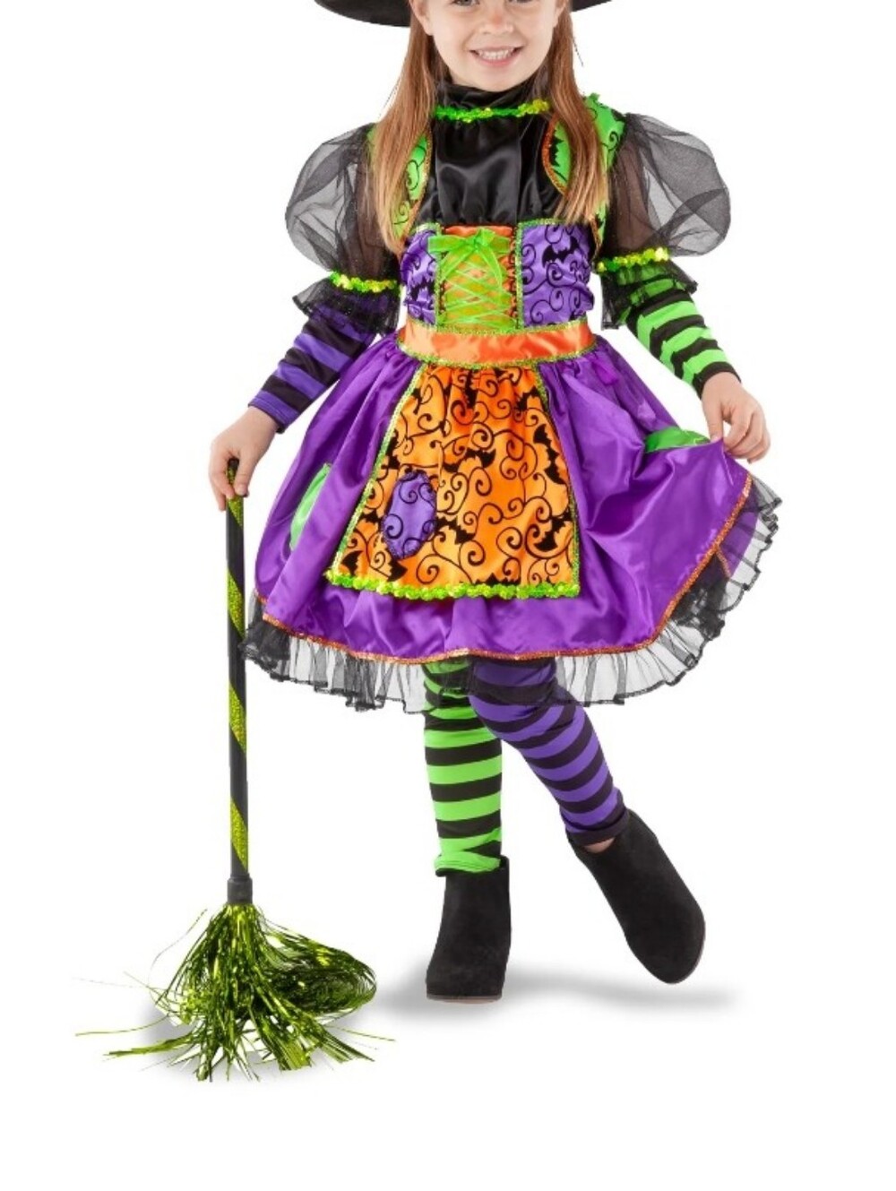 Disney Purple, Green & Orange Girls Witch Halloween Costume Dress